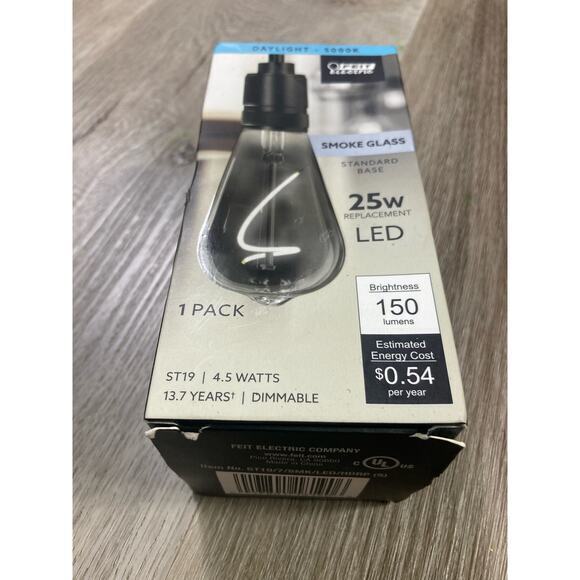 Feit Electric Edison LED Bulb Vintage 4.5W Dimmable Smoke Glass Daylight 1-Pack - Picture 2 of 8